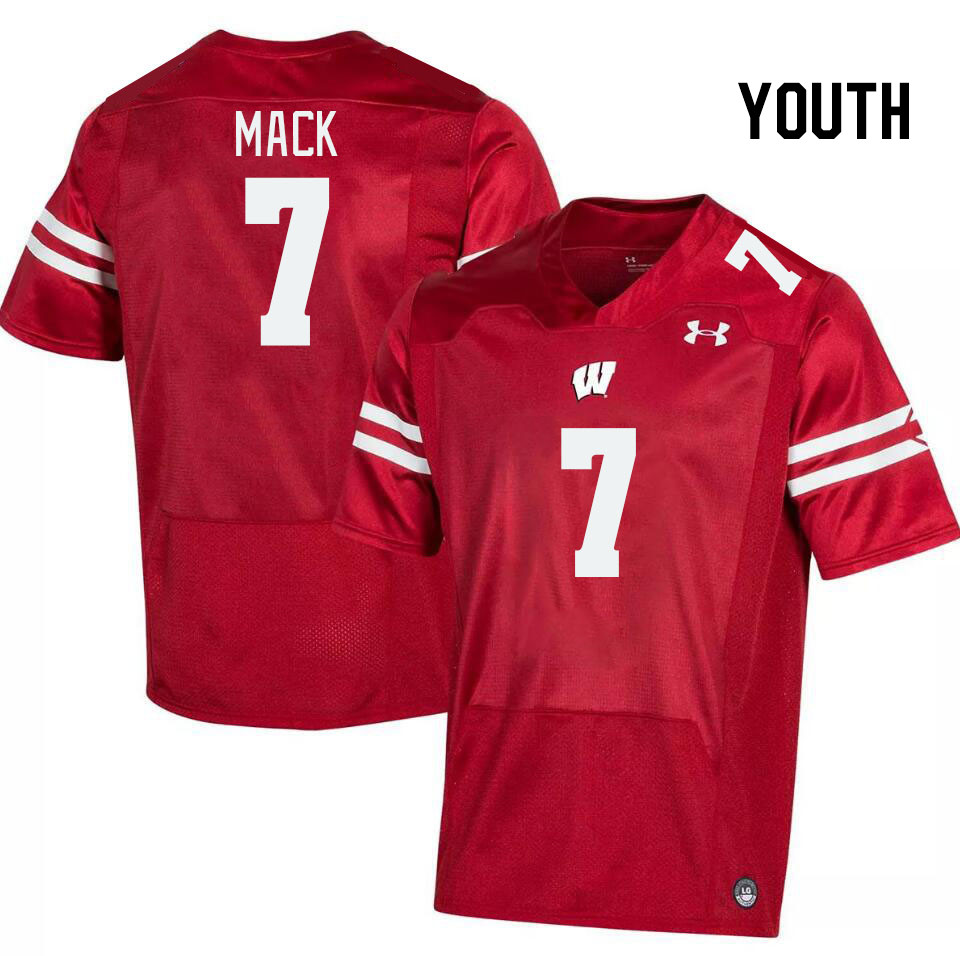 Youth #7 Michael Mack Wisconsin Badgers College Football Jerseys Stitched Sale-Red